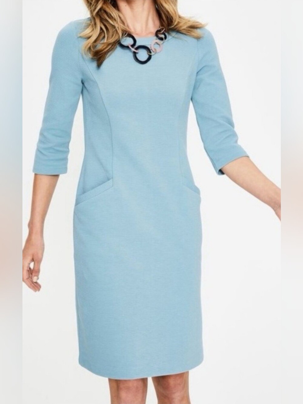 Boden Light Teal  Textured Jasmine Ottoman Dress Size 12